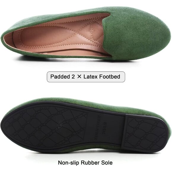 Women's Comfortable Round Toe Green Flats Fashion Ballet Dressy Loafers Shoes - Picture 6 of 6